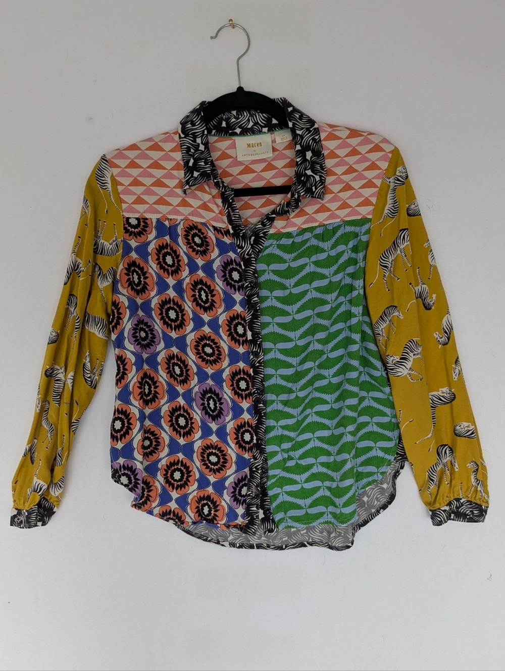 Anthropologie Maeve Paz Patterned Button Down Shirt Sz S